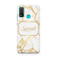 Personalised Gold White Marble Name Huawei P Smart 2020