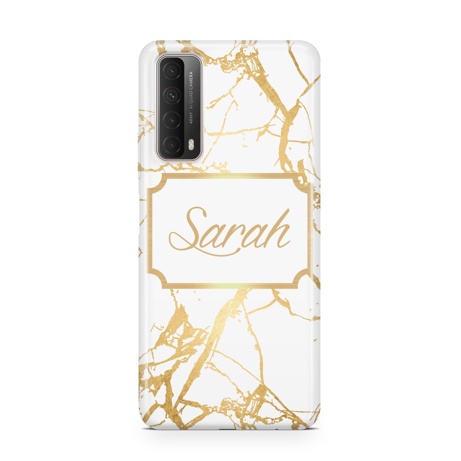 Personalised Gold White Marble Name Huawei P Smart 2021