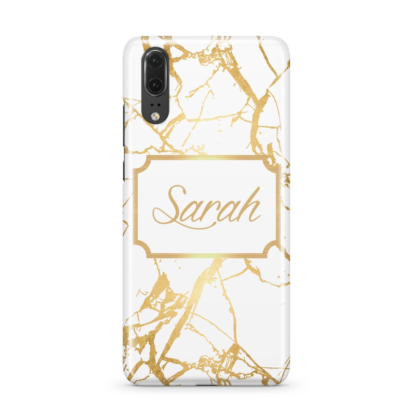 Personalised Gold White Marble Name Huawei P20 Phone Case