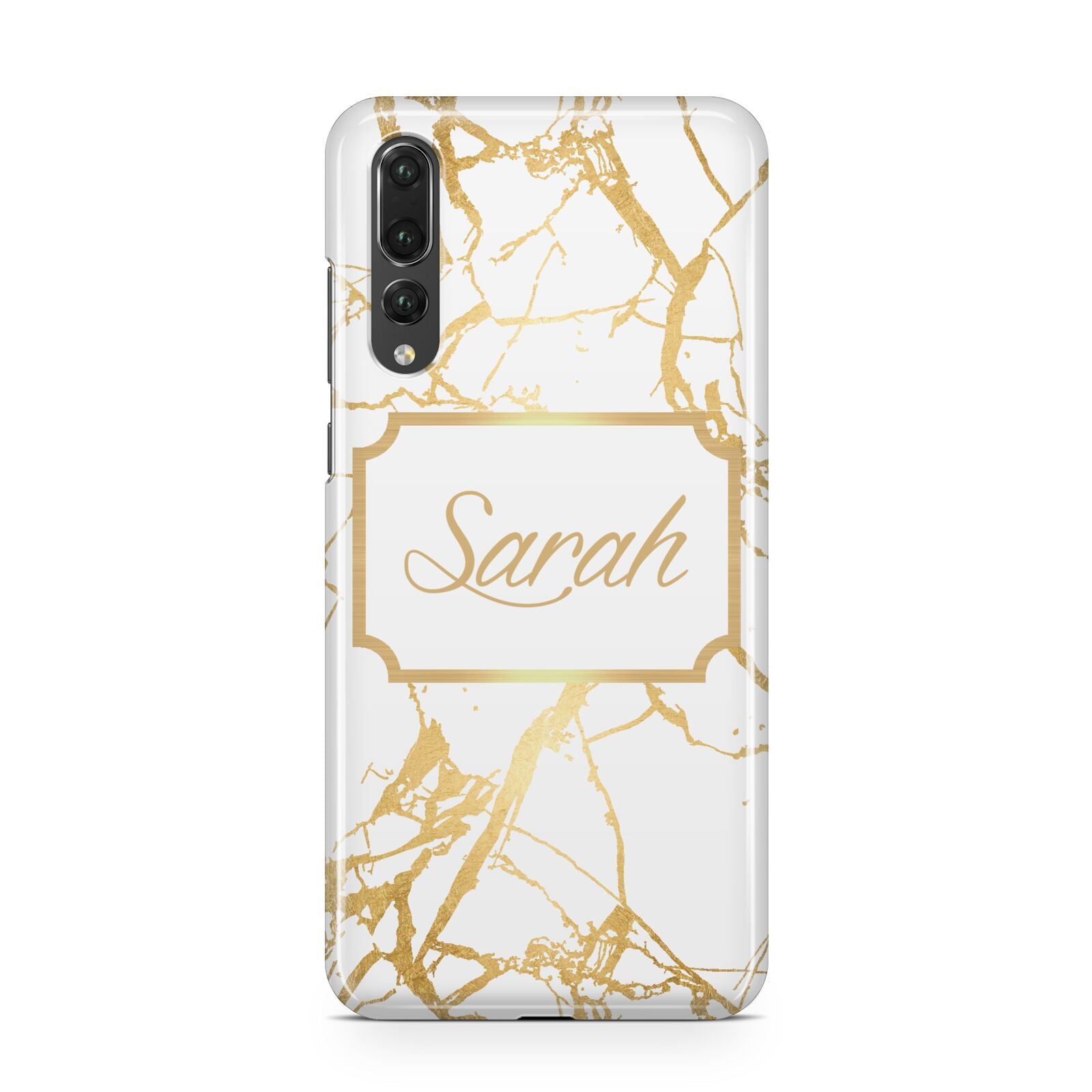 Personalised Gold White Marble Name Huawei P20 Pro Phone Case