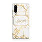 Personalised Gold White Marble Name Huawei P30 Phone Case