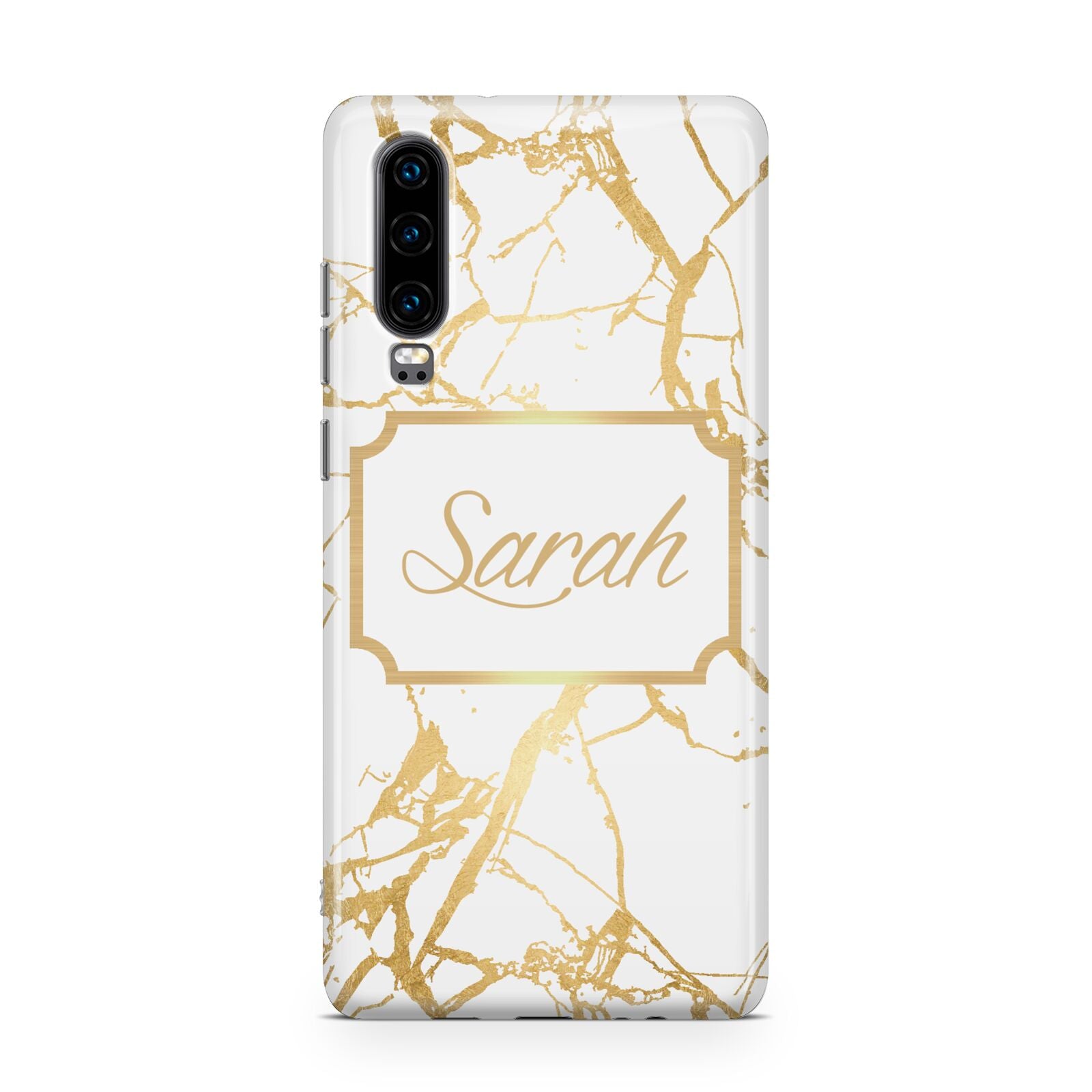 Personalised Gold White Marble Name Huawei P30 Phone Case