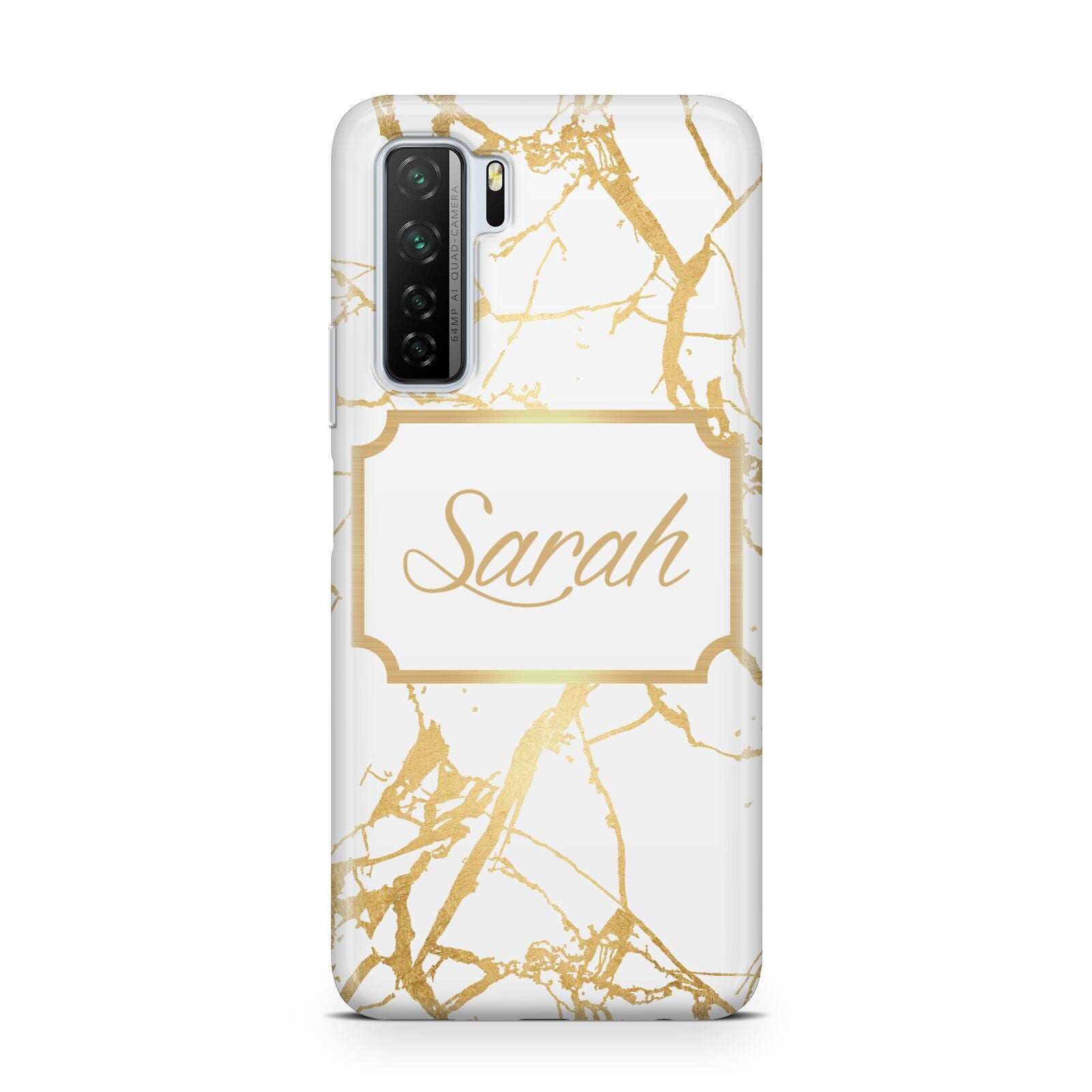 Personalised Gold White Marble Name Huawei P40 Lite 5G Phone Case