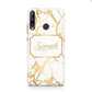 Personalised Gold White Marble Name Huawei P40 Lite E Phone Case