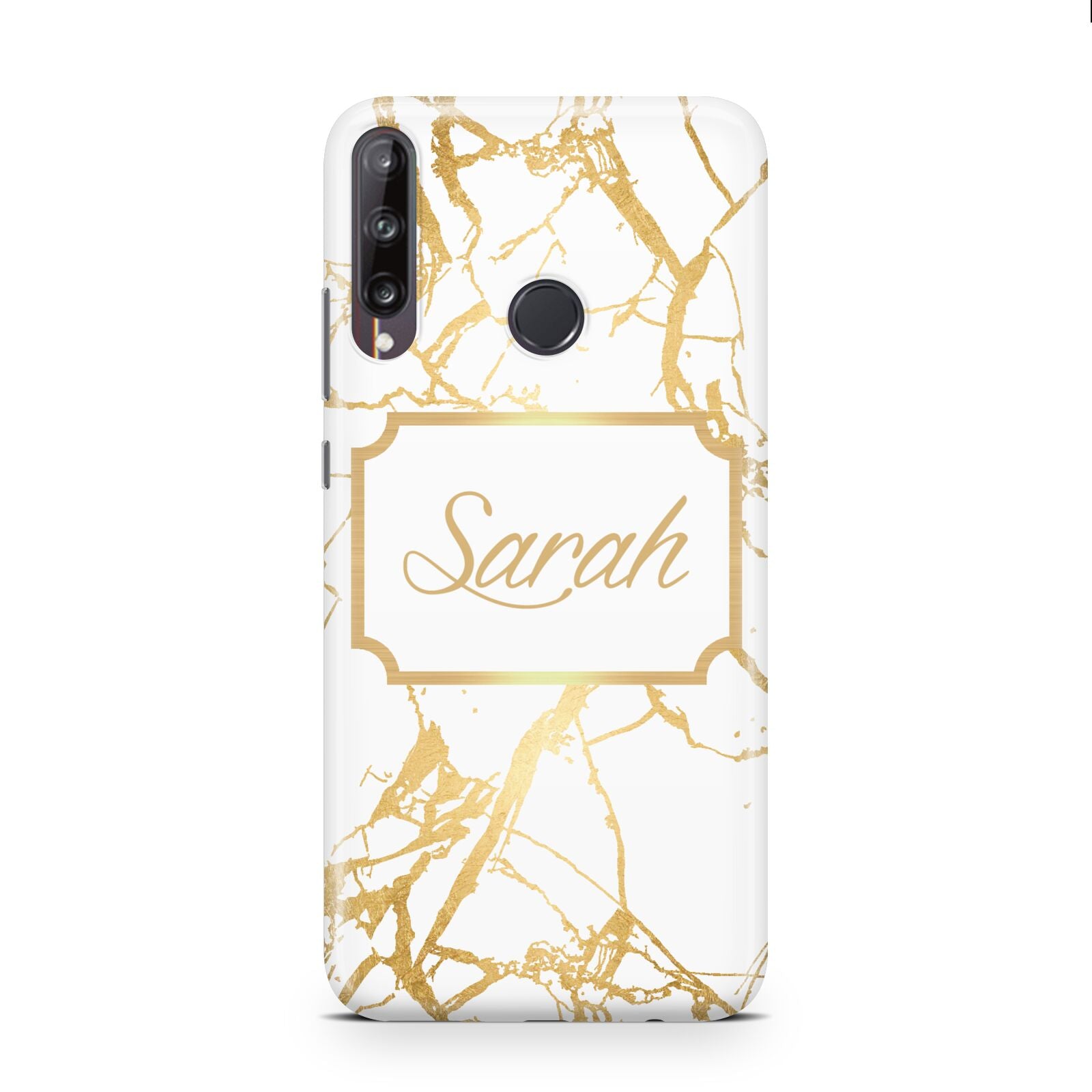 Personalised Gold White Marble Name Huawei P40 Lite E Phone Case