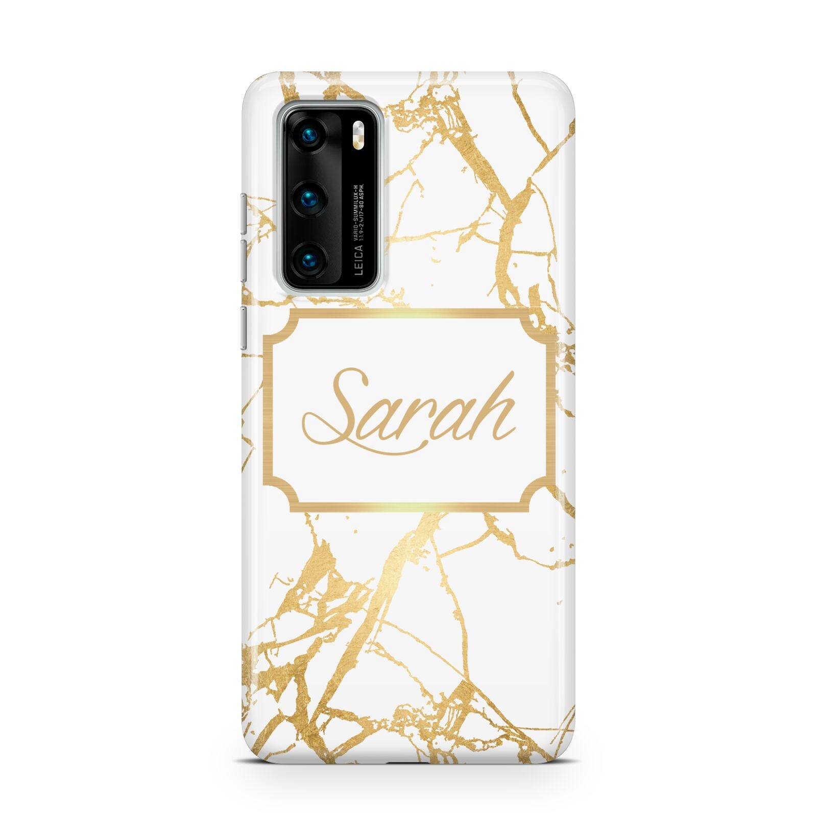 Personalised Gold White Marble Name Huawei P40 Phone Case