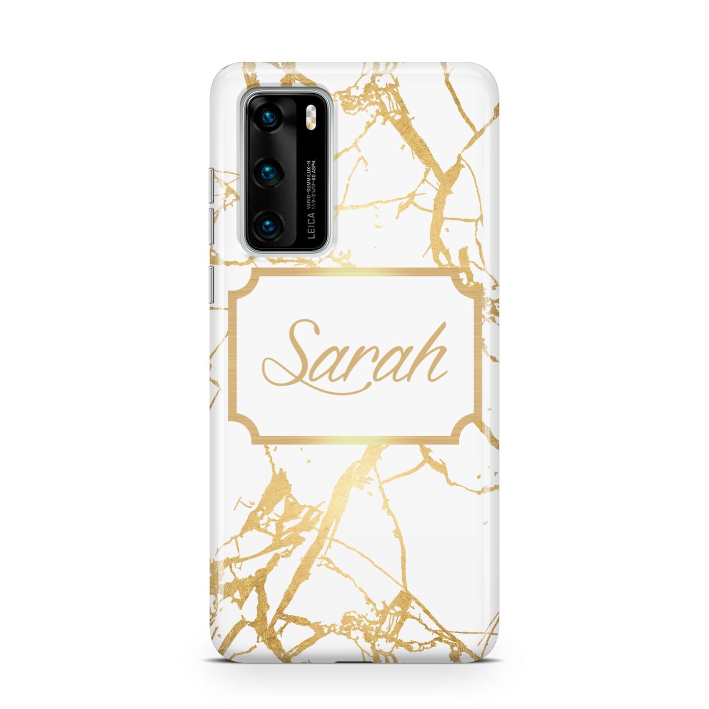 Personalised Gold White Marble Name Huawei P40 Phone Case