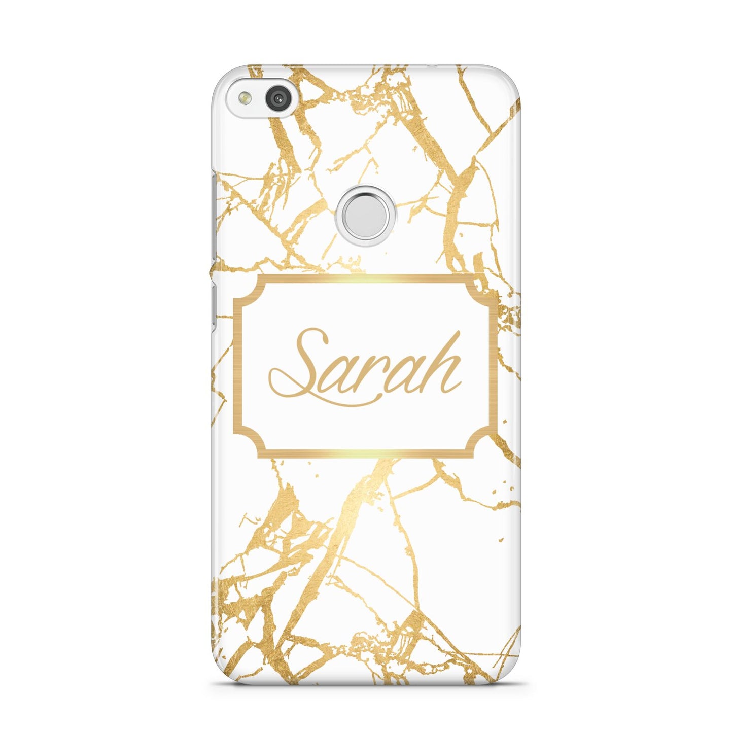 Personalised Gold White Marble Name Huawei P8 Lite Case