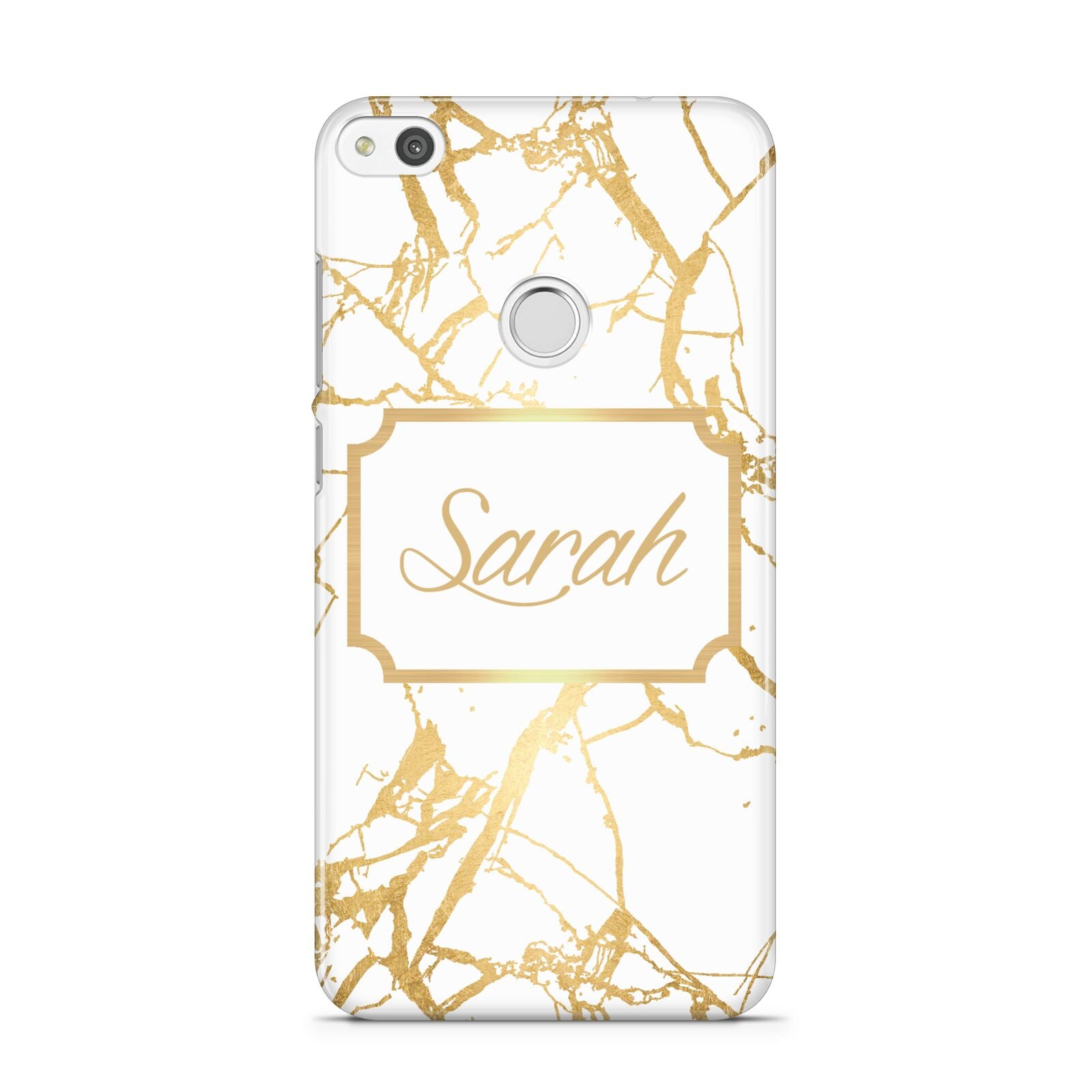Personalised Gold White Marble Name Huawei P8 Lite Case