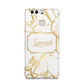 Personalised Gold White Marble Name Huawei P9 Case