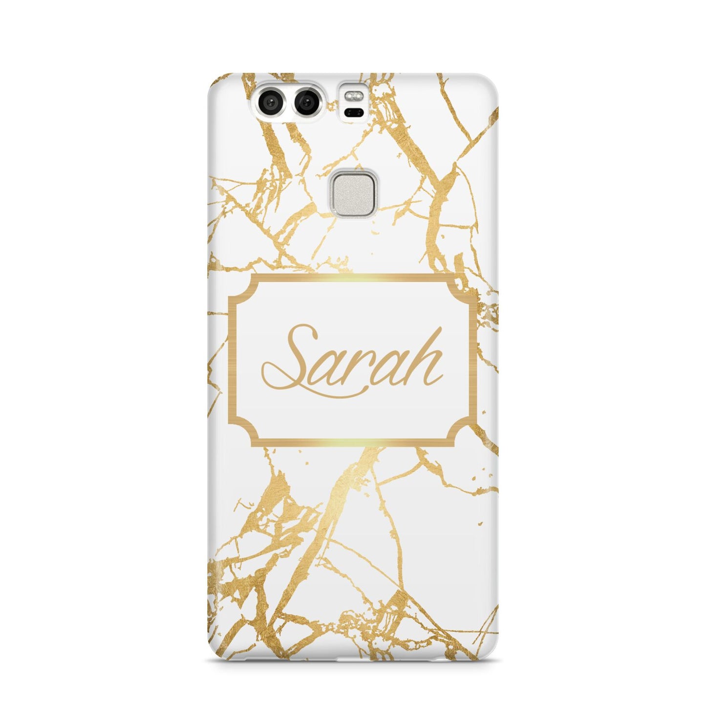 Personalised Gold White Marble Name Huawei P9 Case