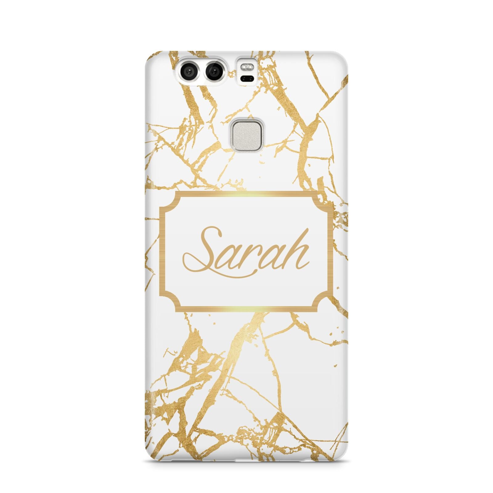 Personalised Gold White Marble Name Huawei P9 Case