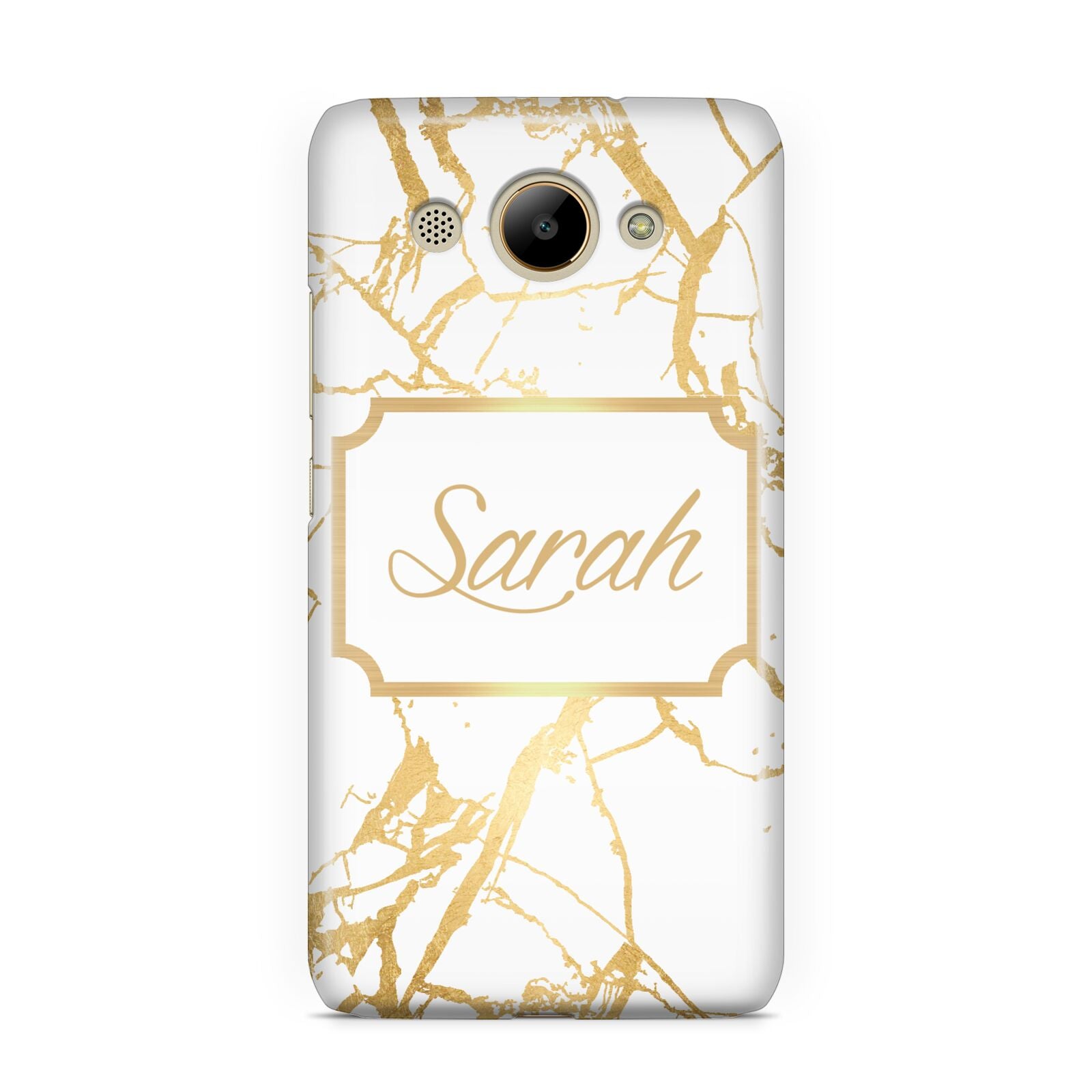 Personalised Gold White Marble Name Huawei Y3 2017