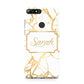 Personalised Gold White Marble Name Huawei Y7 2018