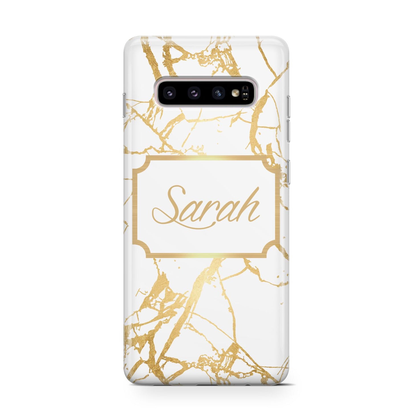 Personalised Gold White Marble Name Protective Samsung Galaxy Case