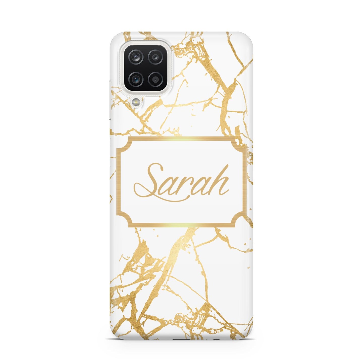 Personalised Gold White Marble Name Samsung A12 Case
