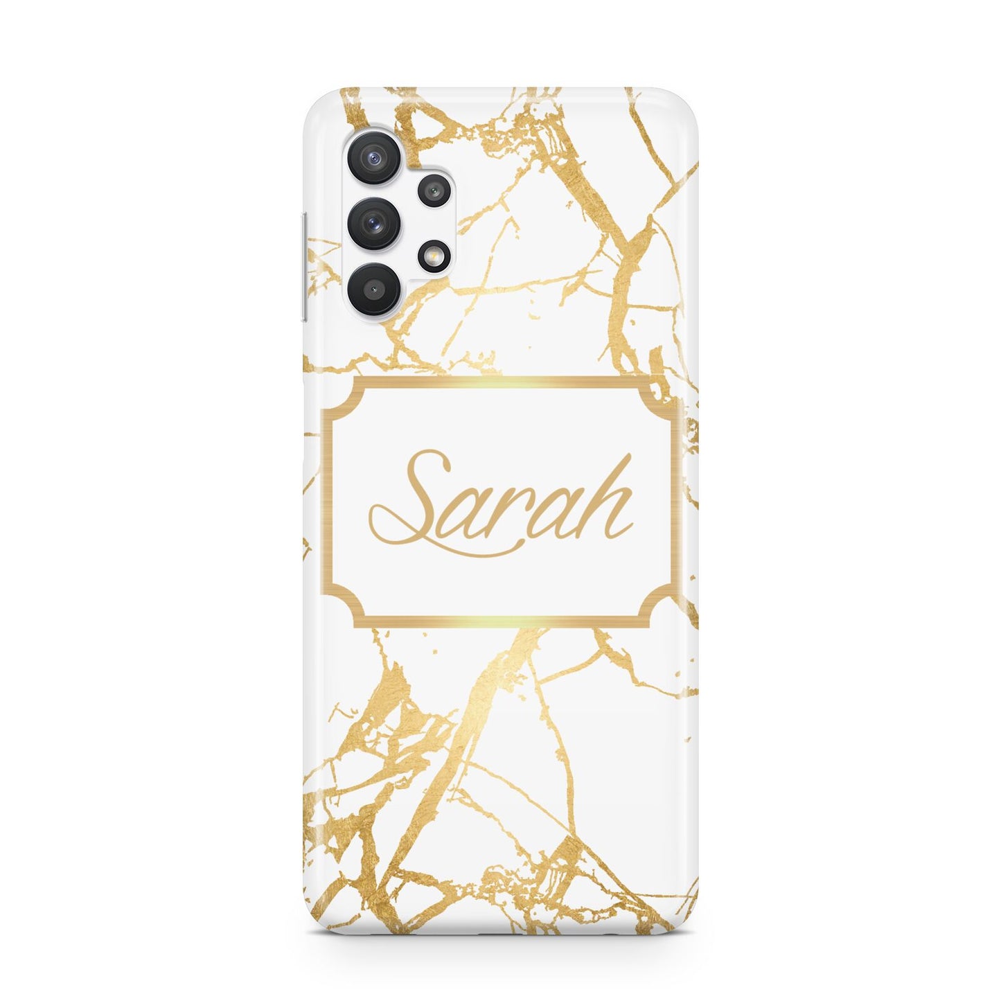 Personalised Gold White Marble Name Samsung A32 5G Case