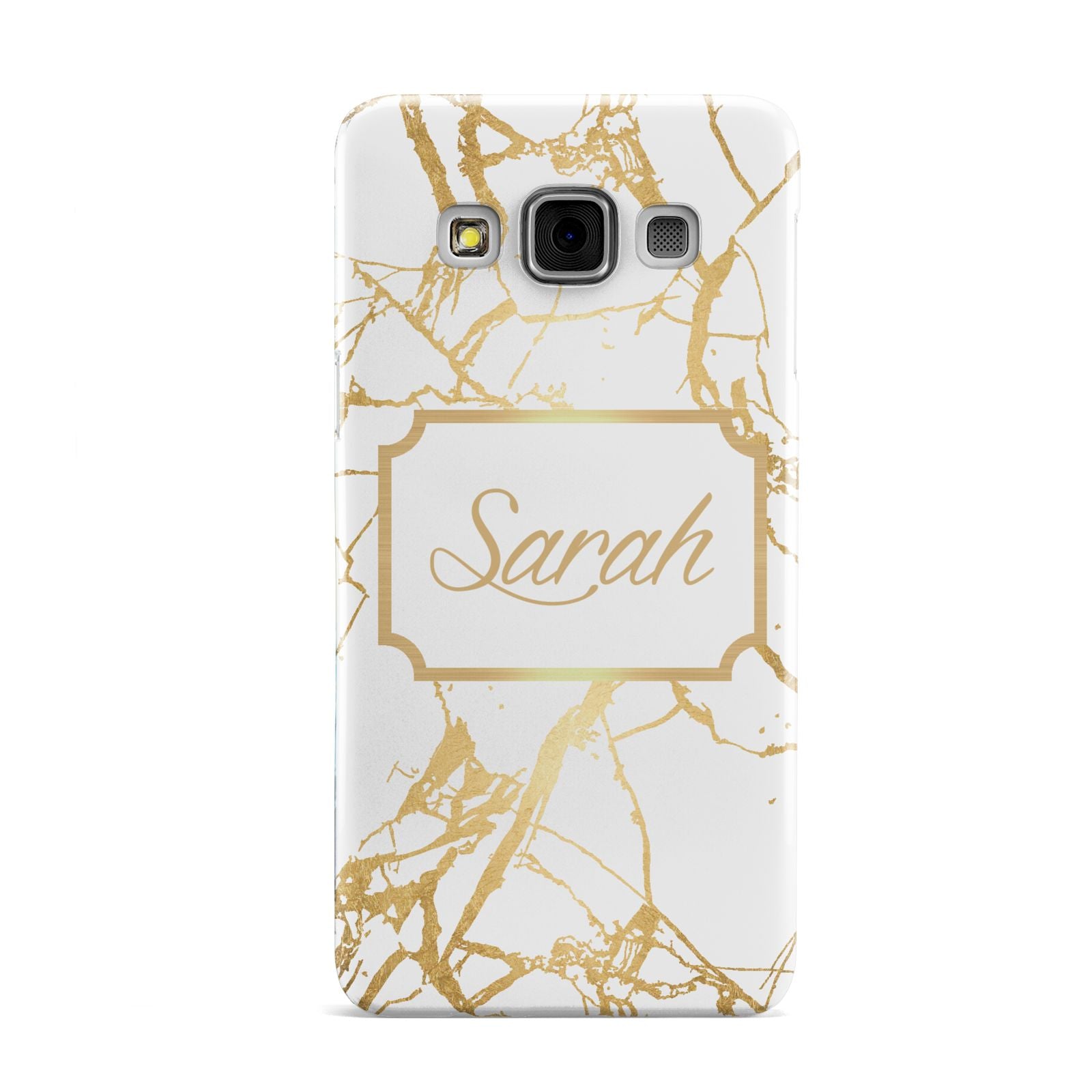 Personalised Gold White Marble Name Samsung Galaxy A3 Case