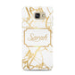 Personalised Gold White Marble Name Samsung Galaxy A7 2016 Case on gold phone