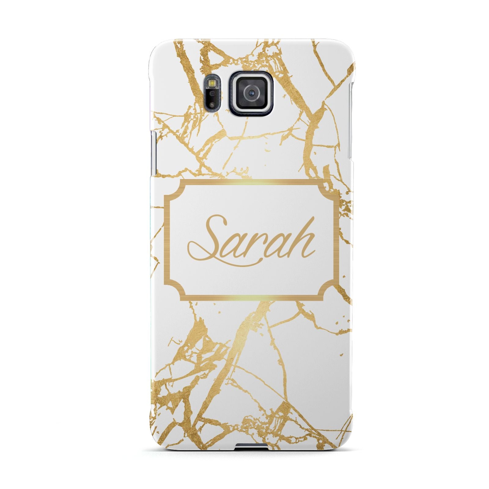 Personalised Gold White Marble Name Samsung Galaxy Alpha Case