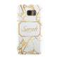 Personalised Gold White Marble Name Samsung Galaxy Case
