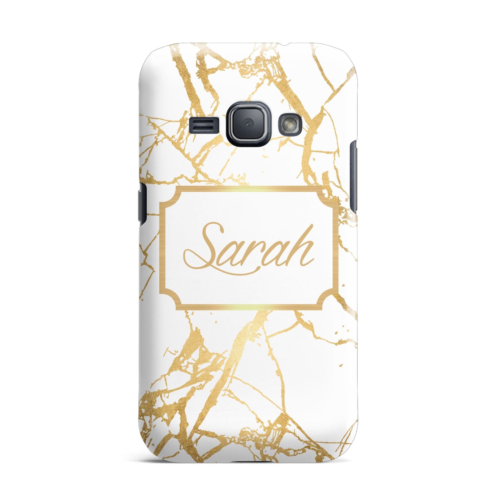 Personalised Gold White Marble Name Samsung Galaxy J1 2016 Case