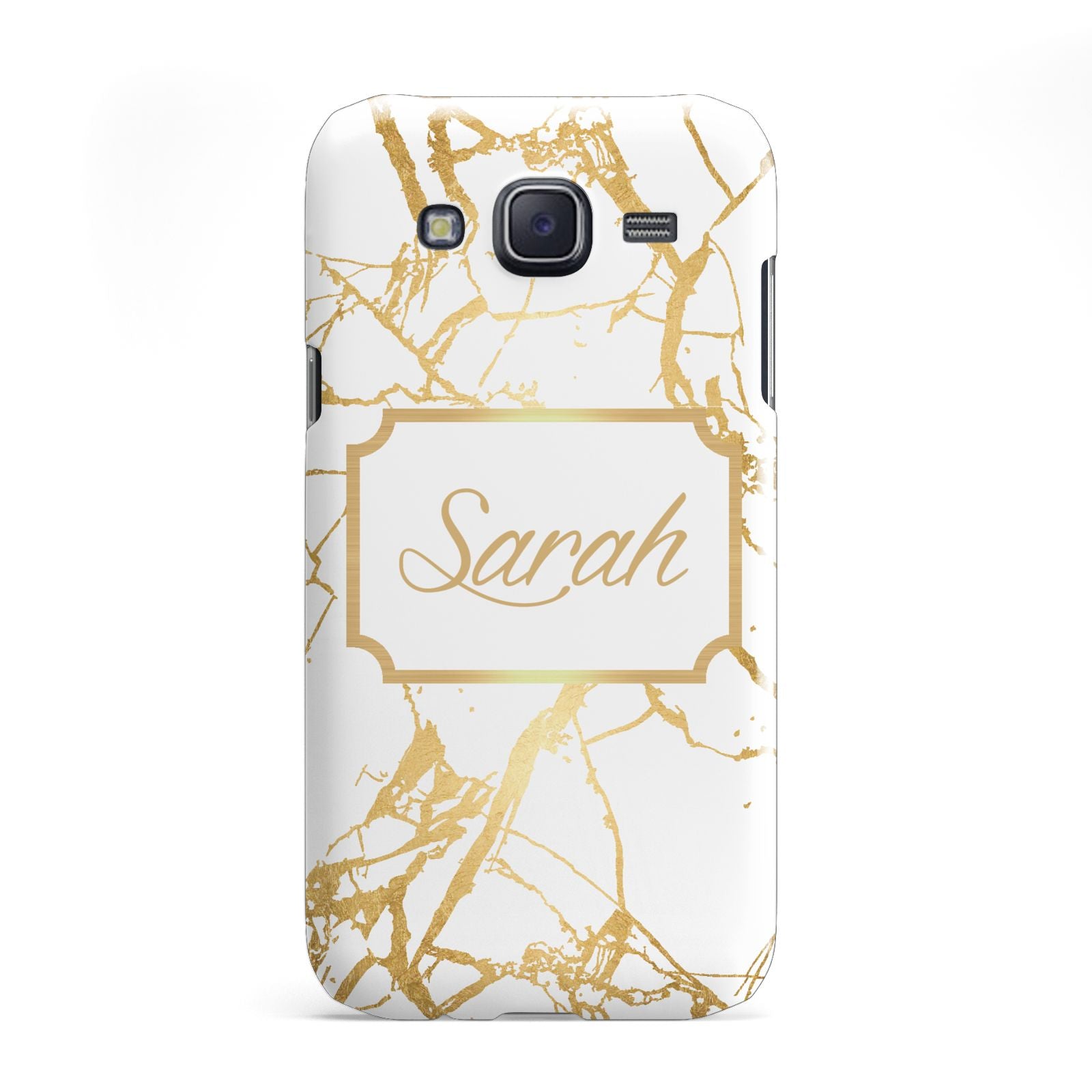 Personalised Gold White Marble Name Samsung Galaxy J5 Case