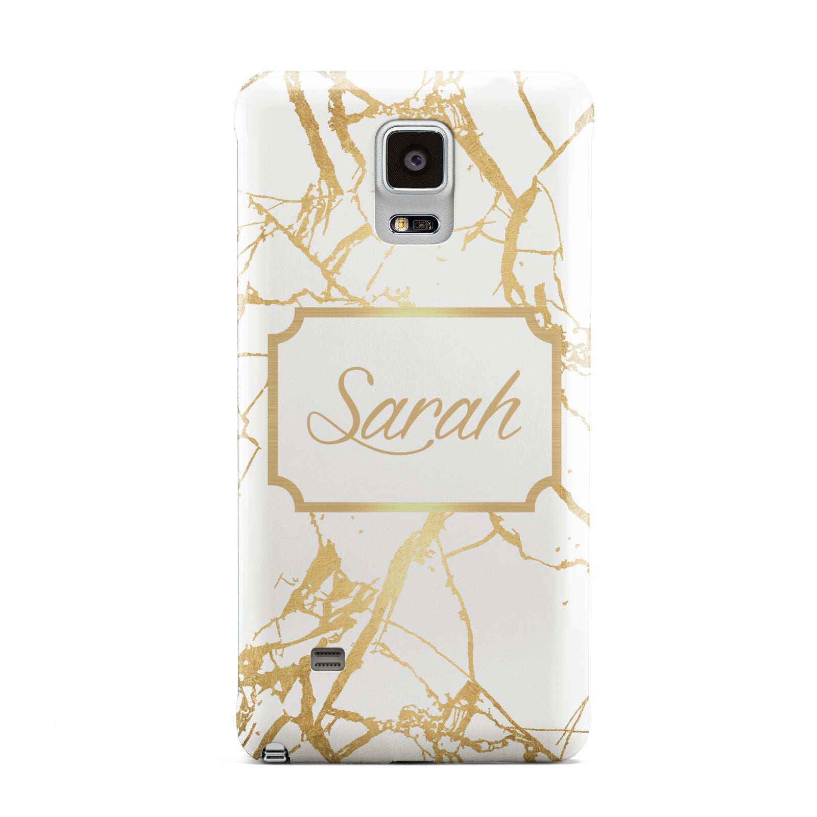 Personalised Gold White Marble Name Samsung Galaxy Note 4 Case