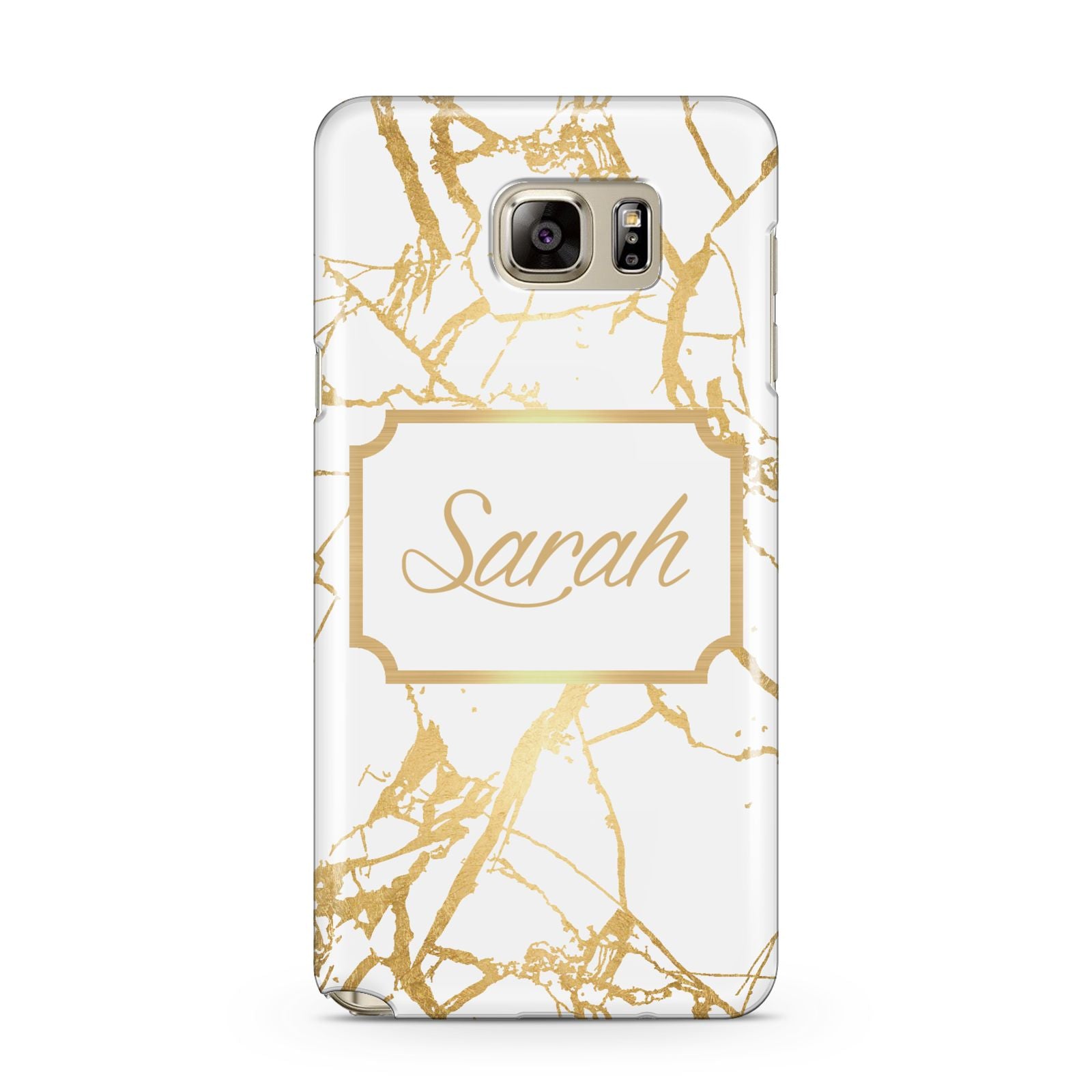 Personalised Gold White Marble Name Samsung Galaxy Note 5 Case