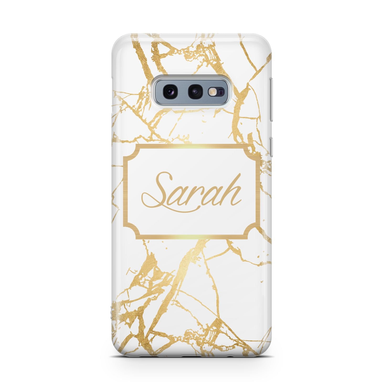 Personalised Gold White Marble Name Samsung Galaxy S10E Case
