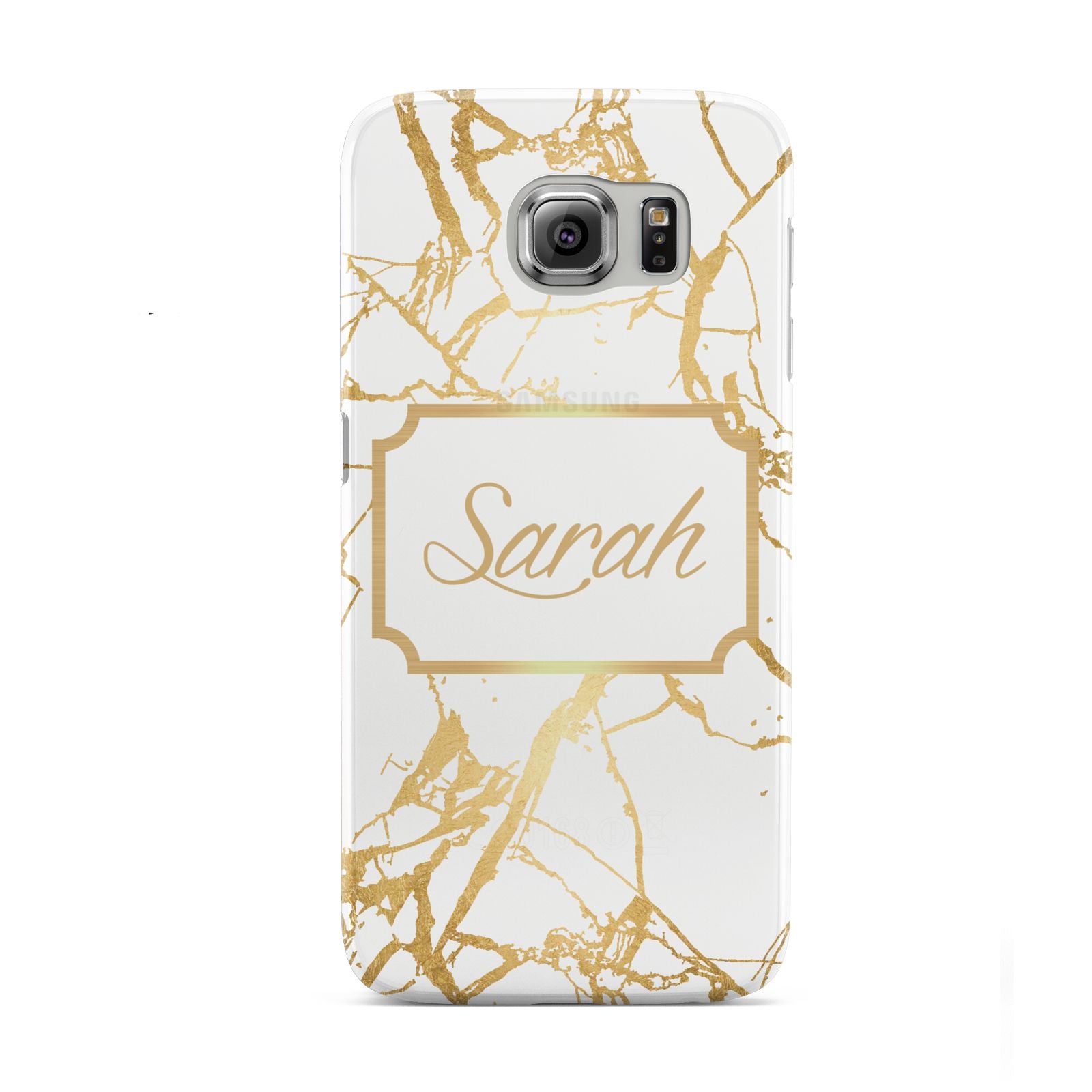 Personalised Gold White Marble Name Samsung Galaxy S6 Case