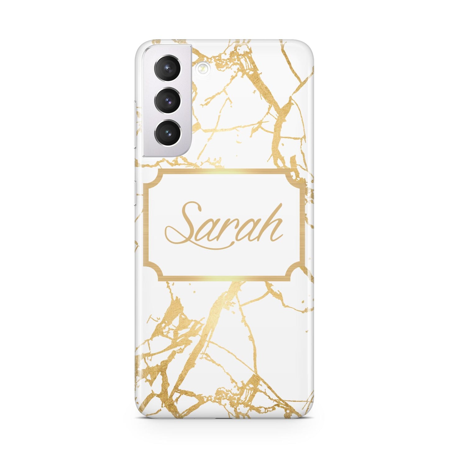 Personalised Gold White Marble Name Samsung S21 Case