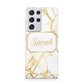 Personalised Gold White Marble Name Samsung S21 Ultra Case