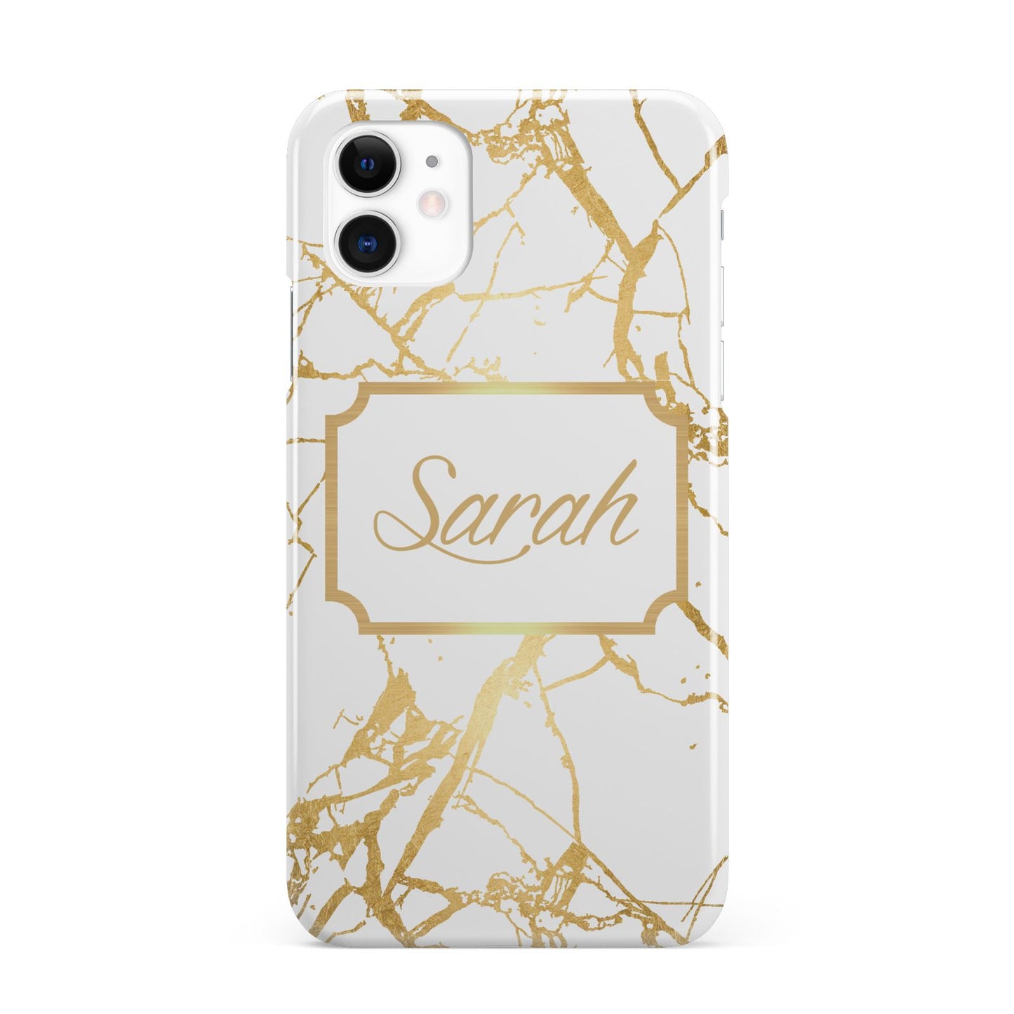Personalised Gold White Marble Name iPhone 11 3D Snap Case