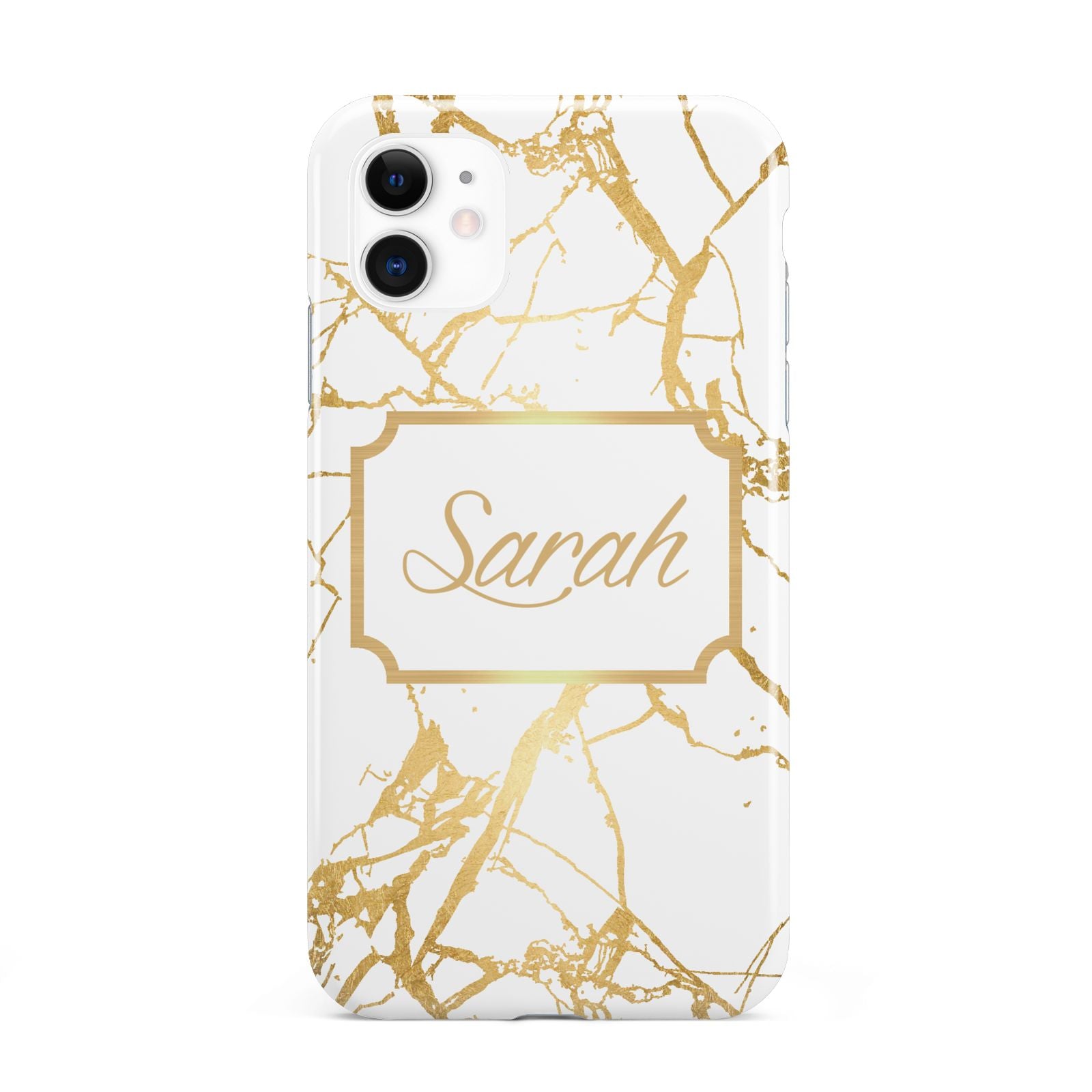 Personalised Gold White Marble Name iPhone 11 3D Tough Case