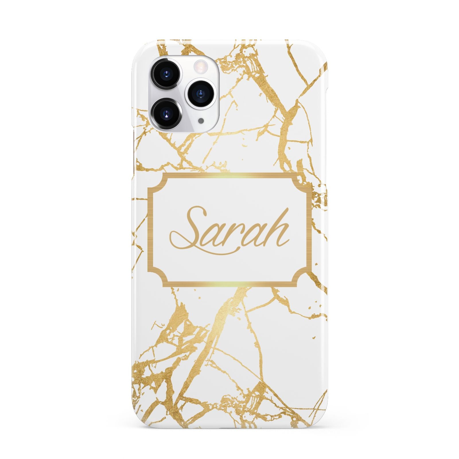 Personalised Gold White Marble Name iPhone 11 Pro 3D Snap Case