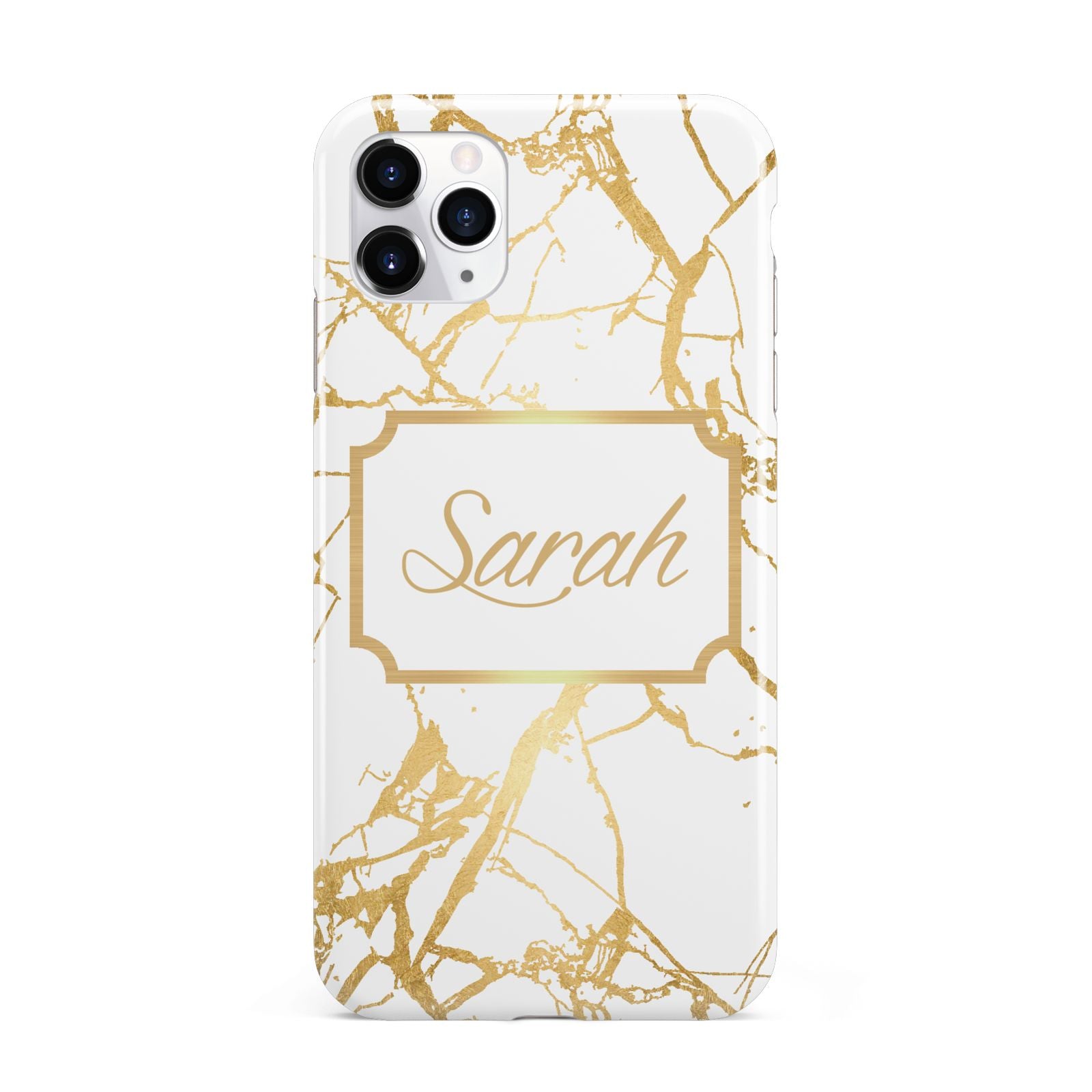 Personalised Gold White Marble Name iPhone 11 Pro Max 3D Tough Case