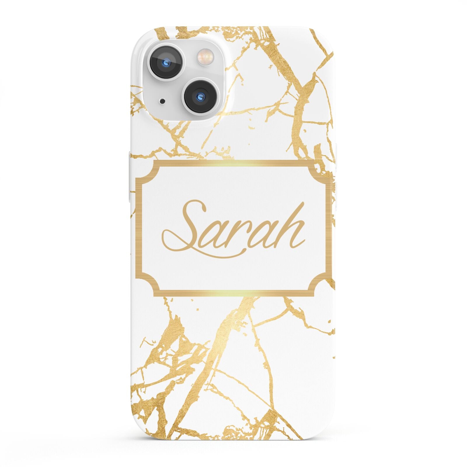 Personalised Gold White Marble Name iPhone 13 Full Wrap 3D Snap Case