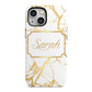 Personalised Gold White Marble Name iPhone 13 Mini Full Wrap 3D Tough Case