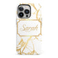 Personalised Gold White Marble Name iPhone 13 Pro Full Wrap 3D Tough Case