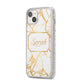 Personalised Gold White Marble Name iPhone 14 Plus Glitter Tough Case Starlight Angled Image