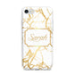 Personalised Gold White Marble Name iPhone 7 Bumper Case on Silver iPhone