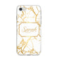 Personalised Gold White Marble Name iPhone 8 Bumper Case on Silver iPhone