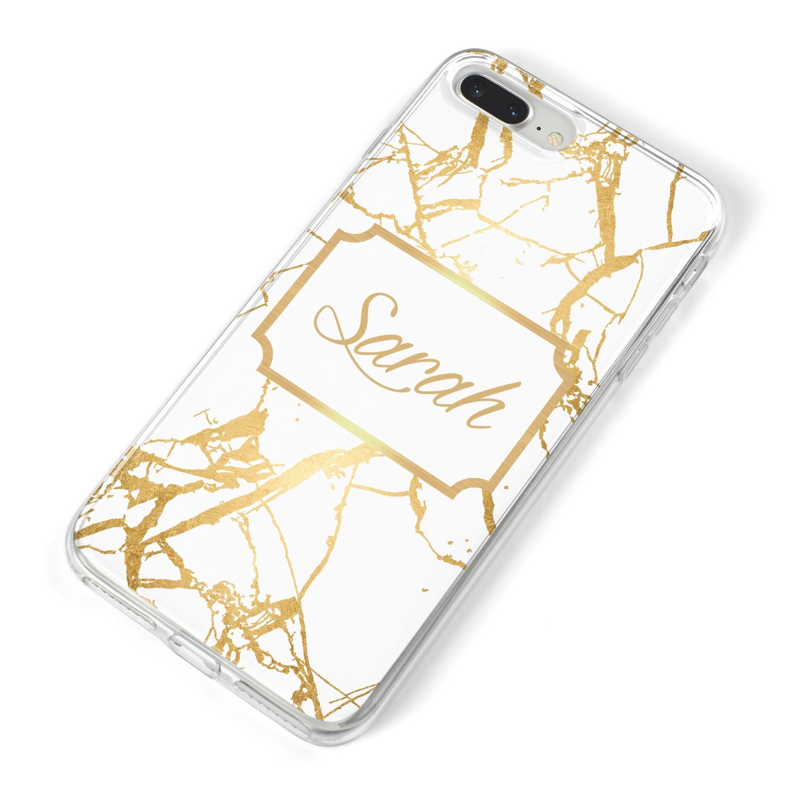 Personalised Gold White Marble Name iPhone 8 Plus Bumper Case on Silver iPhone Alternative Image