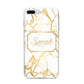 Personalised Gold White Marble Name iPhone 8 Plus Bumper Case on Silver iPhone