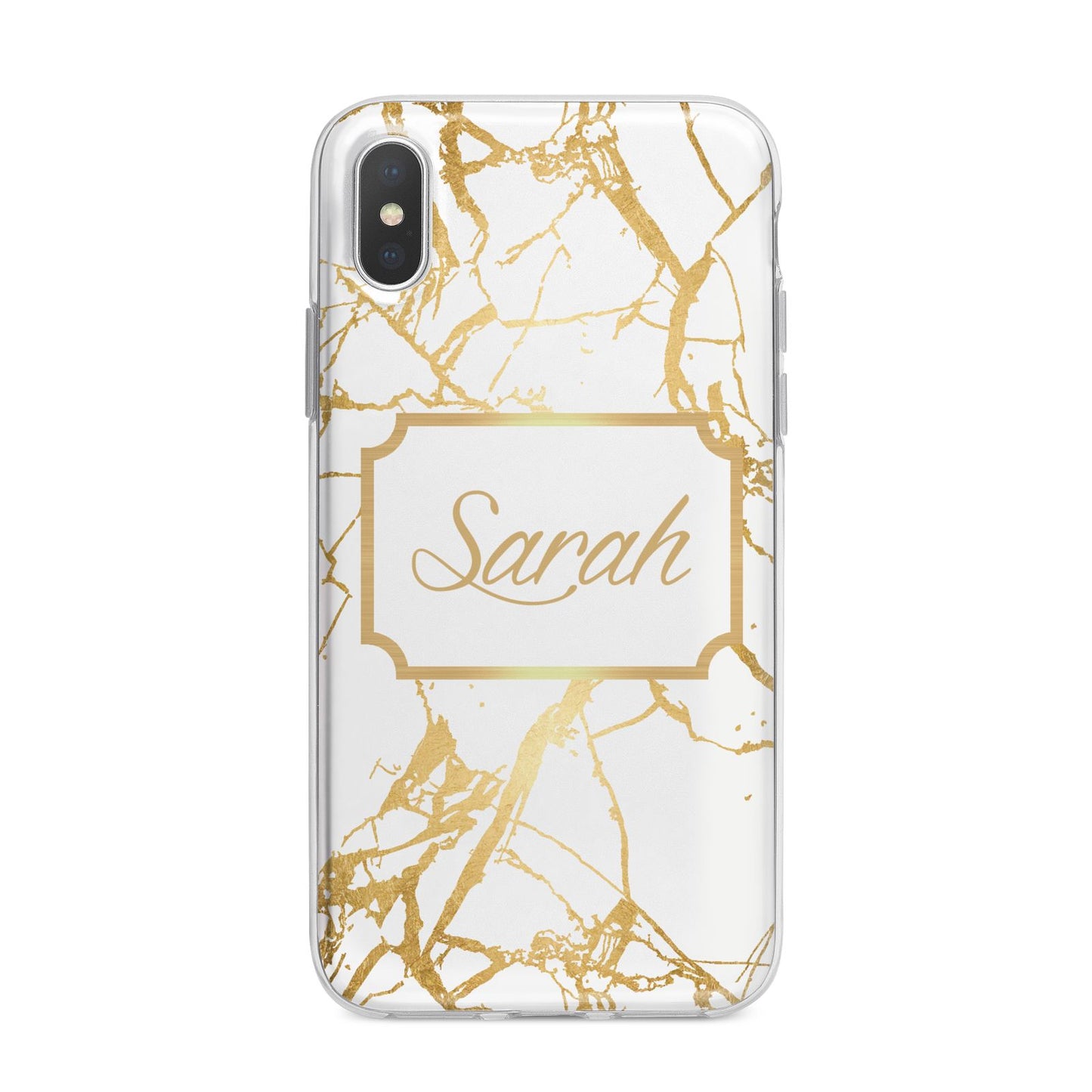 Personalised Gold White Marble Name iPhone X Bumper Case on Silver iPhone Alternative Image 1