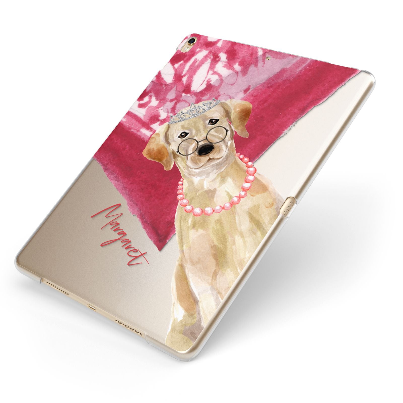 Personalised Golden Labrador Apple iPad Case on Gold iPad Side View