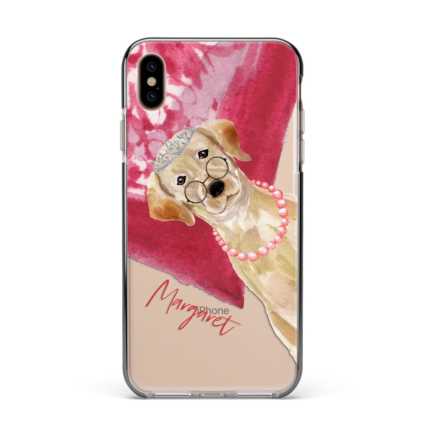 Personalised Golden Labrador Apple iPhone Xs Max Impact Case Black Edge on Gold Phone