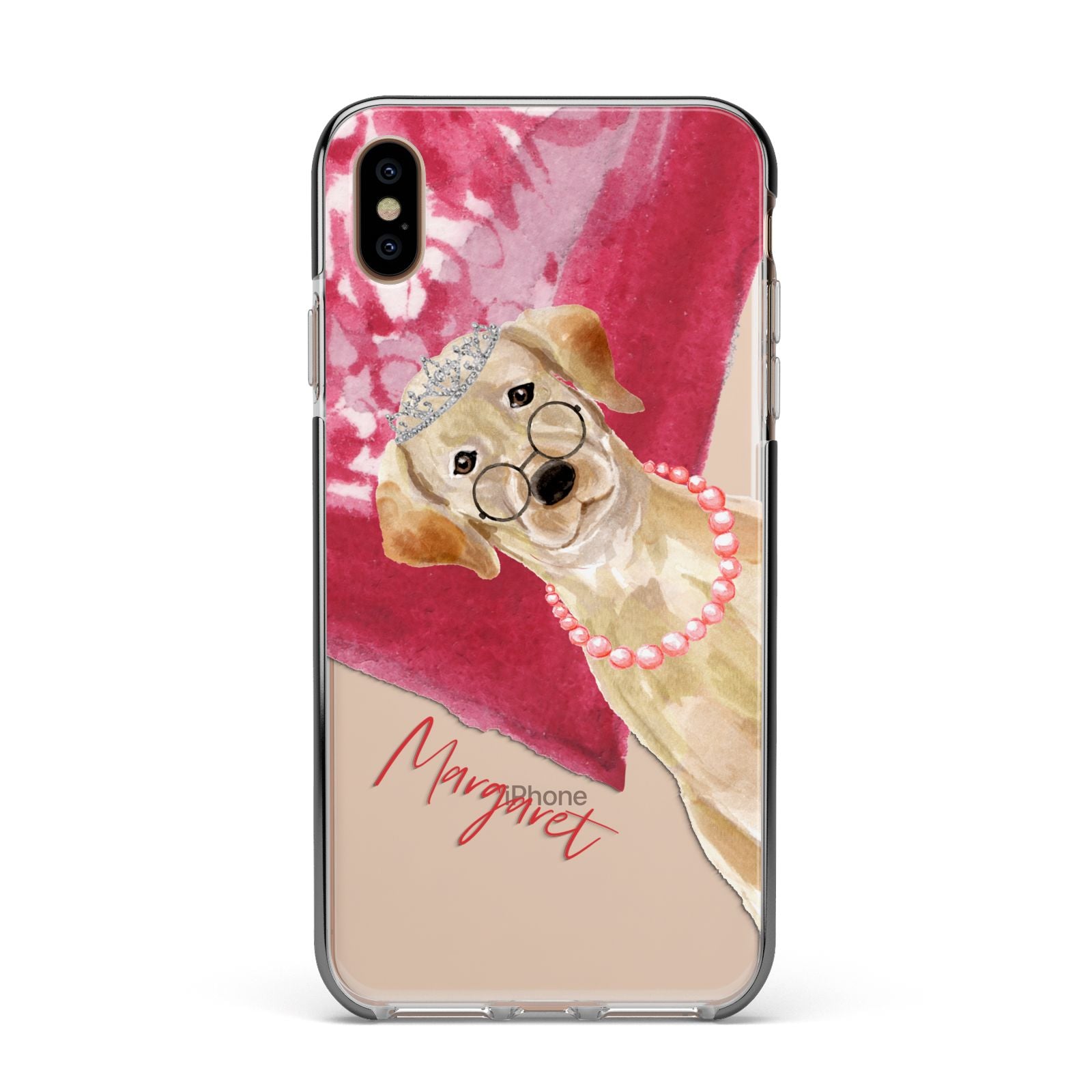 Personalised Golden Labrador Apple iPhone Xs Max Impact Case Black Edge on Gold Phone