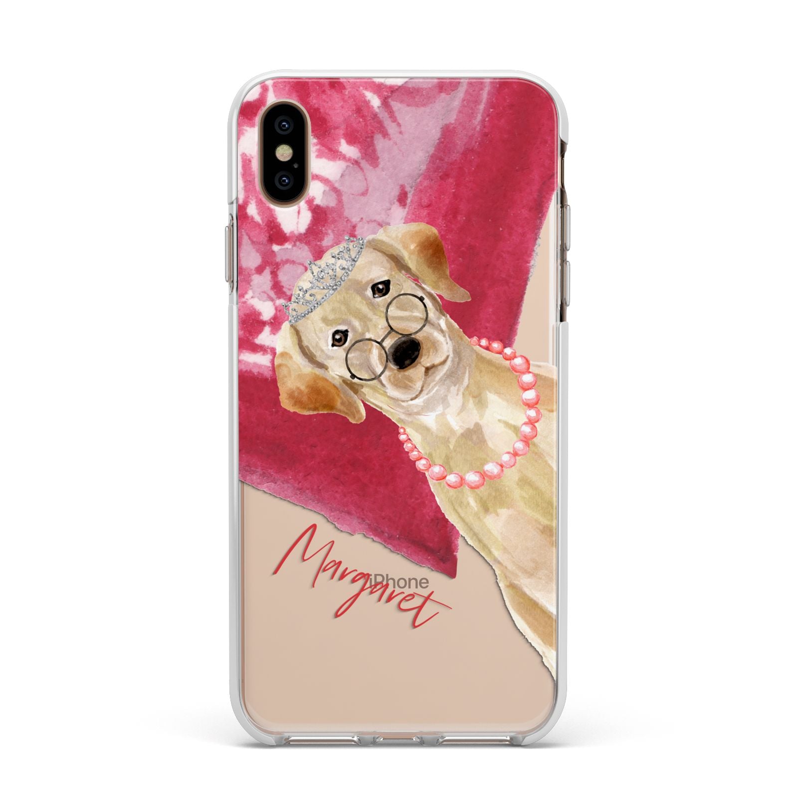 Personalised Golden Labrador Apple iPhone Xs Max Impact Case White Edge on Gold Phone
